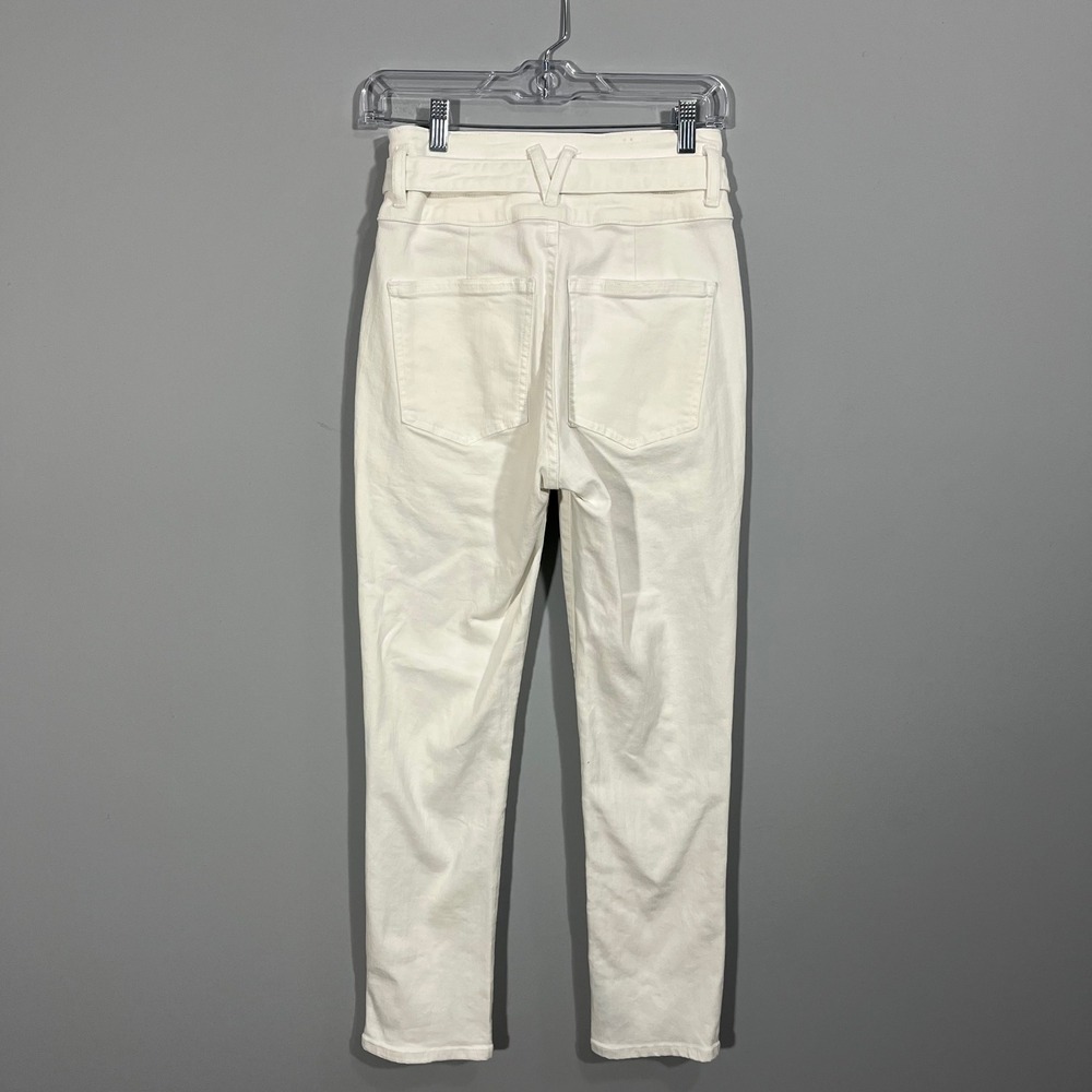 Veronica Beard Logan Slim Straight Extra High Rise White Tie Waist Jeans Size 26 - Picture 3 of 8